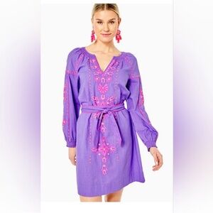 NWT Lilly Pulitzer Vibrant Purple Long Sleeve Dress size 14